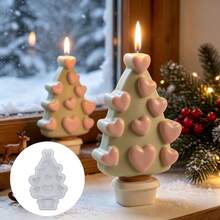 SILIKE LUFEI 1pc Resin Silicone Mold Christmas Heart Christmas Tree Ornament Mold, Suitable For Making Resin, Plaster, Candle, Aromatherapy Products, Home Decor Display Silicone Mold - Heart-shaped Christmas Tree Mold - View 4