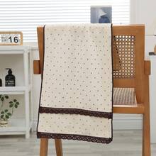 2/1pc Approx. 13.8*29.6in/27.6*55in Fashion Polka Dot Coral Fleece Thickened Towel, Bath Towel, Elegant Vintage Brown Lace Trim, Super Soft Highly Absorbent Quick Dry, Suitable For Home Bathroom Shower, Beach, Spa, Back To School Season - Beige - View 7