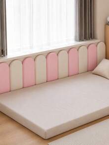 1pc 40x20cm/50x20cm PU Anti-Collision Wall Panel, Soft Padded Headboard Wall Cushion, Arched Bedroom Wall Decor, Bedside Protection Backrest Board, Home Decor - A - View 5