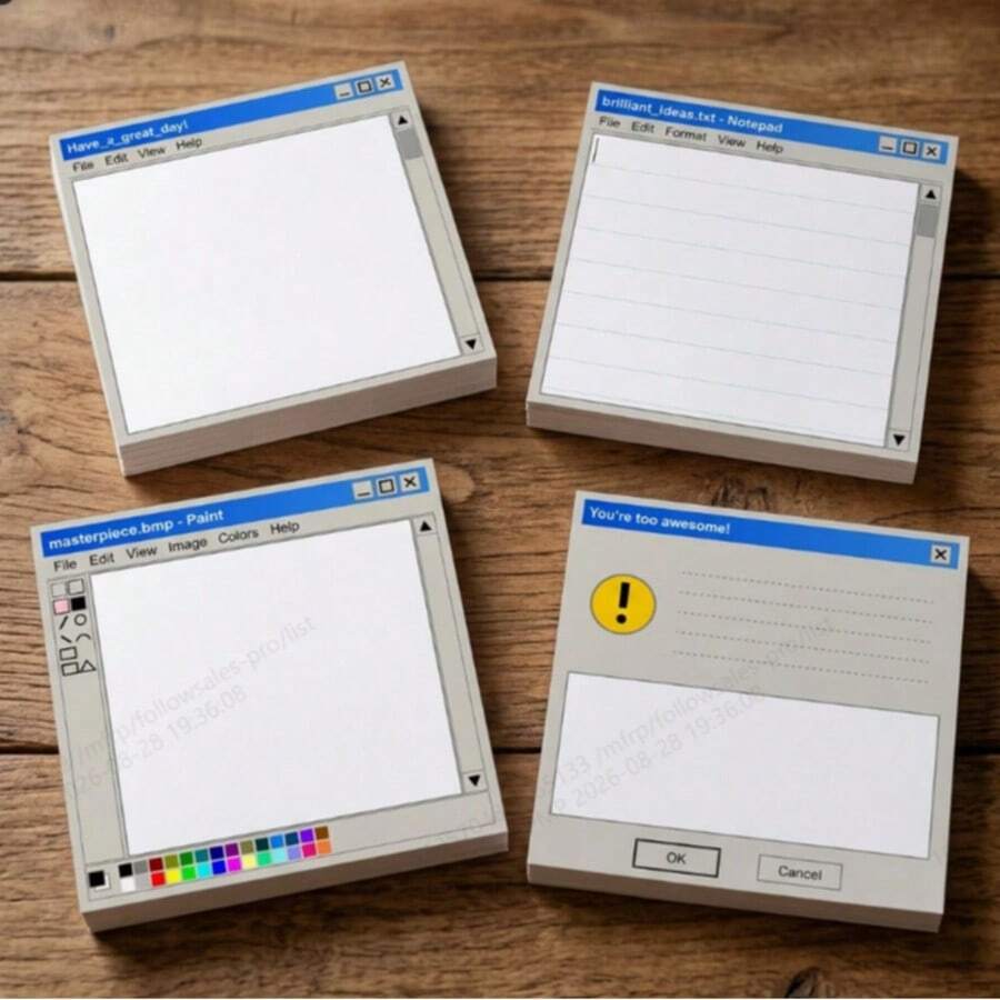 50pcs 3*3 Inch Vintage Computer Window Sticky Notes, Nostalgic Desktop Memo Pads, Office Supplies, Desk Decor, Geek Style Gift, Suitable For Mother's Day, Easter, Unisex Birthday Gift, Student Stationery - 7.5 X 7.5 cm - View 1