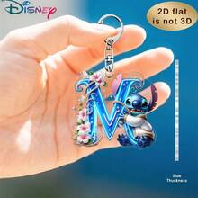 Disney Stitch Letter Embroidered Keychain, 26 'A-Z' Floral Cartoon Patterns, Acrylic Pendant With Chain, Suitable For Bags, Keys And Car Keys, Travel Accessory Gift, Cute Floral Keychain Design, Smooth Surface, Keychain, Decorative Keychain, Cartoon Keychain, Christmas Gift, Fan Gift, 2D Flat Gift, Holiday Gift, Home Decor - Multicolor - View 32
