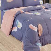 Edredón Matrimonial de Lujo Doble Vista Piel de Ángel, Suave y Acolchado, Incluye Edredón Relleno, 2 Fundas de Almohada, Sábana Superior y Sábana Ajustable (5 Piezas en Total) - Durazno - Ver 6