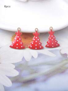 6pcs Christmas Tree Charms, Copper Oil Drip, Double-Sided Enamel, Colorful, Small Pendant For Bracelet, Bag, Earring, Necklace, Jewelry DIY Making Decoration - Christmas - View 16