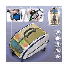 Multifunctional Sports Backpack, Independent Shoe Compartment, Wet/Dry Separation Storage, Large Capacity Travel Fitness Bag, Badminton/Tennis Racket Holder Design, Breathable Comfortable Shoulder Straps, Durable Lightweight Outdoor Fitness Training Backpack, Suitable For Men And Women - Multicolor - View 5