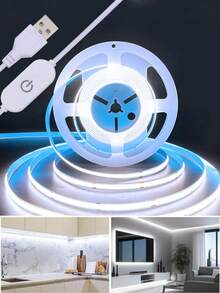 LEDCOB Light Strip Touch Dimming Flexible Diode Tape 5V USB Linear Indoor Lighting Room DIY TV Mirror Backlight Wall Decor - Multicolor - View 4