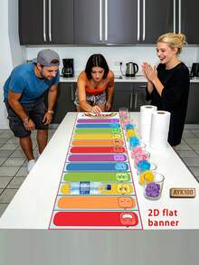 1pc 2D Interactive Desktop Game Banner/Party Banner, Atmosphere-Creating Multiplayer Game Tablecloth, Reusable, Suitable For Team Building, Company Gathering, Family Party, Game Props, Holiday Party, Christmas And New Year Supplies - One Size Fits All - View 5