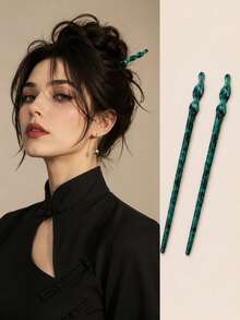 Leopard Print Hair Stick, Casual Bun Hair Clip For Women And Girls, Fashionable Hair Bun Accessory, Suitable For Daily Wear, Party, School And Travel - Multicolor - View 1