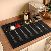 (Hot !!) 1pc 2D Seasoning Utensil Pattern, Flat Stove Protector Mat And Non-Slip Heat-Resistant Rubber Stove Cover Mat Suitable For Induction Cooktop, Glass Cooktop And Multi-Function Anti-Scratch Mat, Also Best Choice For Oven, Washing Machine, Dryer And Kitchen Decoration. - Multicolor - View 10