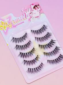 5 Pairs Winged Elongated False Eyelashes, Outer‑Corner Lifted Slanted Upturned Strip Lashes, Fluffy Voluminous Lashes, Invisible Thin Clear Band Soft Reusable Dramatic Eye Lashes, Invisible Thin Clear Band Soft Reusable Dramatic Eye Lashes - Black - View 2