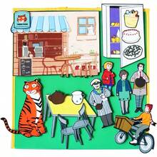 hoojojo 18Pcs Felt Storytelling Set, The Tiger Who Came To Tea Felt Story Board, Interactive Storytelling Props, Role-Playing Drama Activity Supplies, Reading Learning Teaching Aid, Classroom Interactive Game, Back-To-School Supplies - Multicolor - View 3