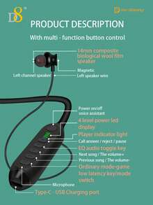 D8Wireless Neckband Headphones | Superior Stereo Sound With Balanced Armature, Built-In Microphone |In-Ear Wireless Earbuds With Mic For Calls & Music | BT5.3Stable Connection, Compatible With IP &Android | Ideal For Work, Gym Running & Daily Commute - View 7