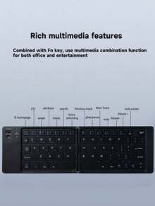 AKKHOO Keyboard Nirkabel Lipat Ganda Portabel, Desain Ultra Tipis, Ringan & Ringkas, Kompatibel dengan Sistem Android, Windows, dan iOS - Hitam - View 10