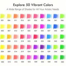 50 Neon Colored Pencils For Adult Coloring Books, Fluorescent Colored Professional Drawing Pencils Set Art Supplies Kit For Adults - 50 Fluorescent Colors - View 5