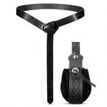2pcs Medieval Viking Belt With Pouch, Retro Embossed Design, Ring Buckle, Ren Faire Accessories - A - View 5