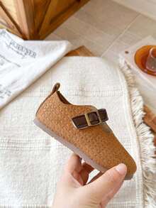 Girls' Korean Style Woven Leather Shoes With Hook-And-Loop And Soft Sole - Camel - View 7