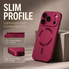 SKJL فاخرة ل- Magsafe بطانية هاتف TPU ناعم مطفي متوافق مع iPhone 18 18Pro 18Pro Max 17 17Pro 17Pro Max Air 16 16Pro 16Pro Max حماية العدسة بطانية معدني - عنابي اللون - مشاهدة 5