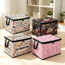 Multi-Size Options, Fun Cartoon Print Foldable Storage Box With Zipper Handle, Upgraded Fabric Large Capacity Storage Bin, Suitable For Wardrobe, Dorm, Underbed Storage, Organizing Clothes, Bedding, Toys, Miscellaneous Items, Home Moving Organization Storage Box - Multi-color - View 2