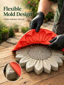 Reusable Sunflower Stepping Stone Mold, DIY Concrete Paver Mold, Butterfly Bee Pumpkin Snowflake Shaped Concrete Mold, Suitable For Concrete DIY Stepping Stones, Perfect For DIY Walkways, Garden Paths, Lawns And Yard Decoration - Multicolor - View 3