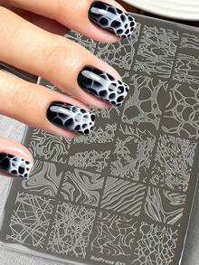 1Pc Abstract Texture Nail Art Stamping Plate 3D Marble Swirl Bubble Mesh Splatter Cracked Line Pattern Reusable Stainless Steel Nail Printing Template Nail Transfer Stencil For DIY Manicure Nail Salon Decor Tools - Multicolor - View 1