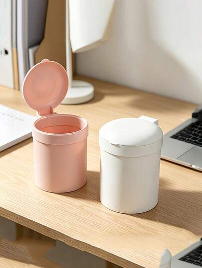 Mini Plastic Desktop Trash Can With Lid, Suitable For Home Office, Kitchen, Vanity, Daily Essentials, Household Student Dormitory Trash Can, Can Be Used As Desktop Wastebasket For Office, Bedroom And Living Room