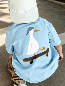 Young Boy Comfortable Soft Fabric Daily Short Sleeve Top, Suitable For Spring, Autumn And Summer Everyday Wear - Baby Blue - View 7