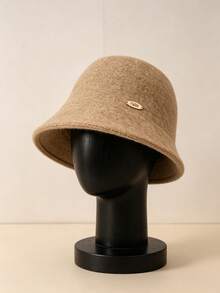 1pc Women's Solid Color Plush Bucket Hat, Suitable For Autumn/Winter Daily Wear - Plush Bucket Hat - View 12
