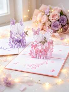 1pc Customizable Vibrant 3D Pop-Up Greeting Card With Colorful Butterflies And Flowers - Perfect For Birthday, Teacher Appreciation, Thanksgiving, Anniversary, Wedding And Mother's Day - A Unique And Memorable Celebration Tool For Everyone - Single Piece - View 5