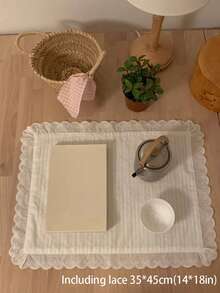 1pc/6pcs Creative Solid Color Textured Lace Coasters, Decorative Table Mats, Niche Fabric Placemats - Multicolor - View 3