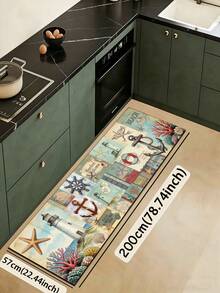 1pc American Nautical Style Pattern Kitchen Mat, 3.5mm Soft Rubber Material, Absorbent And Easy To Clean, Suitable For Hallway, Bathroom, Living Room, Outdoor Door Mat And Toilet, All Year Round, Suitable For Various Holidays - Multicolor - View 16