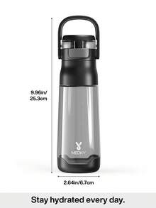 Meoky Botol Minum Olahraga 16oz dengan Pegangan dan Tutup Flip Tombol Tekan, Anti Bocor dengan Skala Pengukuran, Portabel, Cocok untuk Gym atau Perjalanan Luar Ruangan - Hitam - View 6