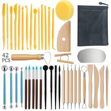 42pcs Clay Sculpture Tool Set, Pottery Plastic Carving Knives And Ball Stylus Dotting Tools, DIY Handmade Clay Modeling Tool Kit, Suitable For Art Handmade Clay Pottery Sculpture Beginners - 42-piece Clay Tool Set - View 1