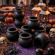 2/4/6pcs Halloween Witch Plastic Cauldron Bowls Black, Halloween Decoration - Multicolor - View 2