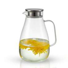 High Borosilicate Glass Cold Water Pitcher, Large Capacity Household Juice Pitcher With Lid, High Temperature Resistant Striped Water Pitcher, 1800ML/2200ML/1650ML/1300ML, Kitchen Transparent Water Pitcher With Stainless Steel Lid. - 010 Water Bottle (2500ML) - View 6