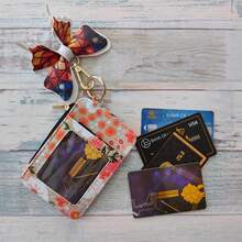 1. Silicone Beaded Wristband Phone Lanyard, Paired With Ditsy Floral PU Card Holder, Equipped With Phone Attachment And Metal Hook, Snap Button Multi-Slot Design With Zipper Coin Purse, Combines ID Card Holder And Portable Card Wallet, Can Be Used As Bag Charm, Convenient Storage For Small Items, Suitable For Campus And Commuting Use. - Multicolor - View 8