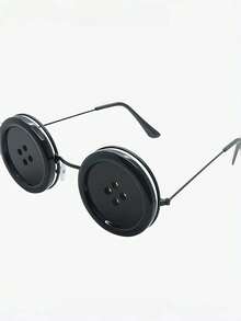 3/2/1pc Style Button Eye Glasses, Cosplay Round Glasses For Halloween Party Costume Prop - View 6