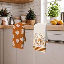 2 Buah Handuk Dapur, Motif Daun Maple Musim Gugur, Handuk Dapur Mikrofiber Persegi Panjang 40*60cm, Kain Lap Piring, Taplak Meja, Handuk Tangan, Dekorasi Dapur untuk Hari Thanksgiving, Dekorasi Rumah, Hadiah Pindah Rumah untuk Tetangga, Serbet Dapur dan Kain Lap Piring, Dekorasi Rumah, Hadiah - Coral Orange - View 10