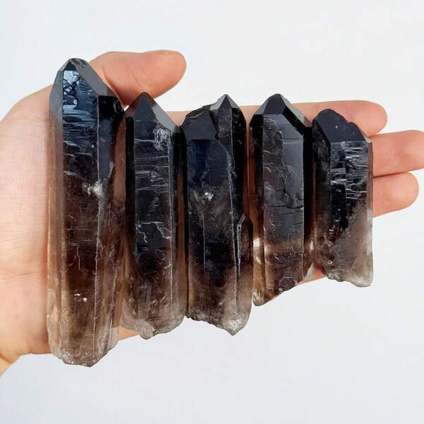 Natural Tea Quartz Crystal Raw Mineral Single Point Column | Smoky Quartz Energy Decor Home Office Feng Shui Stone Mineral Specimen Collection