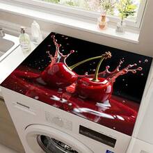 (Hot !!) 1pc 2D Cherry Pattern Flat Stove Protector Mat And Non-Slip Heat-Resistant Rubber Stove Cover Pad Suitable For Induction Cooktop, Glass Cooktop And Multi-Function Scratch-Resistant Mat, Also Can Be Used As Oven, Washing Machine, Dryer And Kitchen Decor Best Choice. - Multicolor - View 10