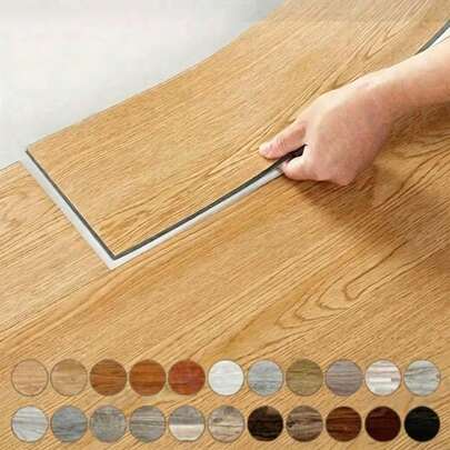 10 pièces 15x40cm Carrelage de sol en PVC à motif de bois auto-adhésif résistant à l'usure, autocollants de sol en PVC à motif de bois à décoller et coller, carrelage de sol auto-adhésif épaissi facile à installer, convient pour la chambre et la décoration de la maison