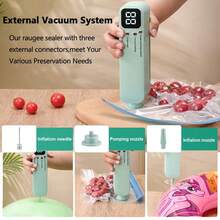 1 Set Portable Handheld Vacuum Sealer, Food Preservation Vacuum Bags, Suitable For Kitchen Food Preservation Storage And Snack Bag Single Sealing Function, Electric Vacuum Pump, Refrigerator Vacuum Storage Bags, Camping - Green - View 3