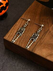 1 Pair Fashionable Creative Versatile Halloween Skull Earrings Suitable For Women's Daily Wear - Antique Silver - View 2