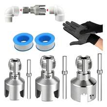 3 Piezas Herramientas para Roscado de Tubos PVC/PPR, 1/2, 3/4 y 1 Pulgada, Roscador de Rosca Interna y Externa de Acero al Carbono, Vástago Hexagonal para Taladro y Atornillador de Impacto, para Instalación, Reparación y Bricolaje - 3 uds. - Ver 6