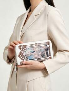 Dompet Panjang Wanita Modis Retro Lucu Motif Kelinci 2026, Dompet Clutch dengan Ilustrasi Bordir dan Resleting, Dompet Gaya Feminin dengan Banyak Slot Kartu dan Rantai, Dompet Panjang Selempang Satu Bahu, PU - MultiWarna - View 10