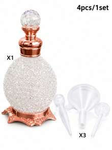 4pcs Set 15ml Rhinestone Perfume Bottle With Crystal Dropper, 3 Filling Accessories - Multicolor - View 8