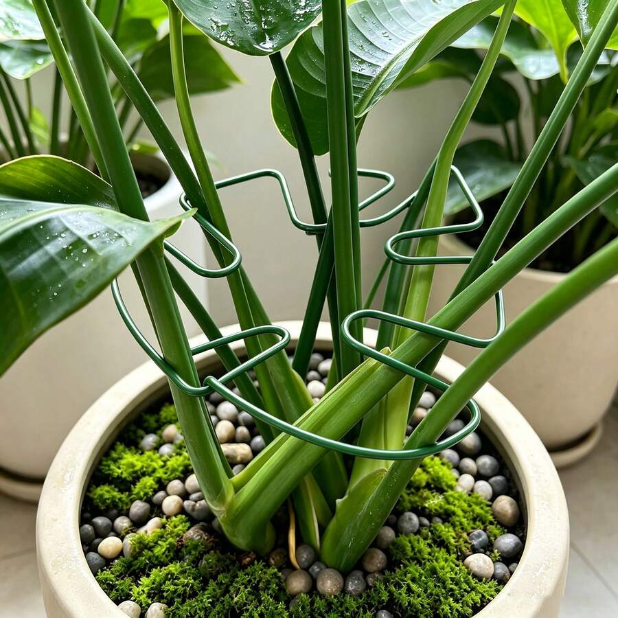 1pc Metal Turtle Shell Leaf-Shaped Plant Support Stake - Durable Monster Clip, Unique Design Suitable For Climbing Plants, Turtle Shell Bamboo Clip, Ideal Plant Support Device, Helps Plants Grow Healthily - Multi-color - View 1