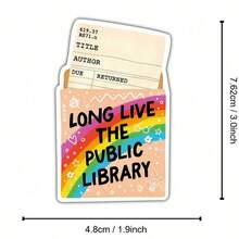 1/3/5PCS Waterproof PP Synthetic Paper Sticker, Long Live The Public Library Rainbow Library Card Decal, Bookish Reader Self‑Adhesive Sticker For Journal Notebook Flask, Bookworm Back‑To‑School Gift For Book Lovers - A - View 8