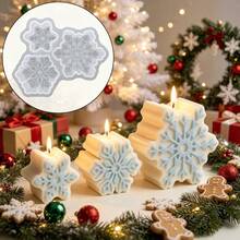 SILIKE LUFEI 1pc Resin Silicone Mold Christmas 3-Piece Large, Medium, Small Snowflake Ornament Mold, Suitable For Making Resin, Plaster, Candle, Aromatherapy Products, Home Decor Display Silicone Mold - 3-cavity Snowflake Mold - View 3