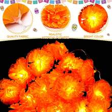1pc Glowing Marigold Garland, 10 LED/20 LED Artificial Marigold String Lights, Halloween, Suitable For Indoor/Outdoor Holiday Party Decoration, Diwali - Orange - View 6