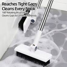 4‑In‑1 Broom And Dustpan Set With Floor Brush & Squeegee,180° Rotatable Broom Head,90° Folding Dustpan For Space‑Saving Storage,Multi‑Functional Cleaning Tools For Home Kitchen Bathroom Floor - A - View 5