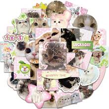 50pcs Vintage Style Cat Graffiti Stickers, Cute Cartoon Cat Decals, DIY Notebook Scrapbook Waterproof Stickers - Multicolor - View 7